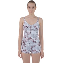 Abstract Art Tie Front Two Piece Tankini