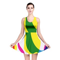 Anatomicalrainbow Wave Chevron Pink Blue Yellow Green Reversible Skater Dress by Mariart