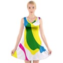 Anatomicalrainbow Wave Chevron Pink Blue Yellow Green V-Neck Sleeveless Skater Dress View1