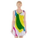 Anatomicalrainbow Wave Chevron Pink Blue Yellow Green V-Neck Sleeveless Skater Dress View2