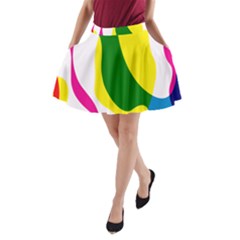 Anatomicalrainbow Wave Chevron Pink Blue Yellow Green A-line Pocket Skirt by Mariart