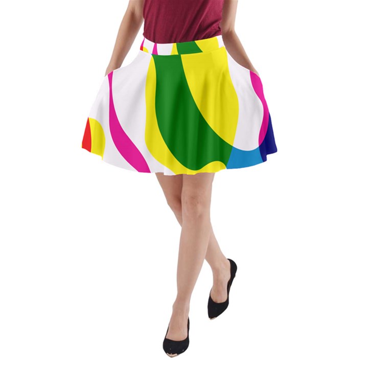 Anatomicalrainbow Wave Chevron Pink Blue Yellow Green A-Line Pocket Skirt