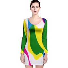 Anatomicalrainbow Wave Chevron Pink Blue Yellow Green Long Sleeve Velvet Bodycon Dress