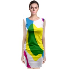 Anatomicalrainbow Wave Chevron Pink Blue Yellow Green Classic Sleeveless Midi Dress by Mariart