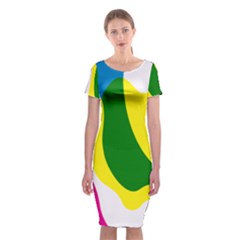 Anatomicalrainbow Wave Chevron Pink Blue Yellow Green Classic Short Sleeve Midi Dress by Mariart