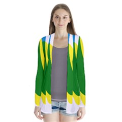 Anatomicalrainbow Wave Chevron Pink Blue Yellow Green Drape Collar Cardigan by Mariart