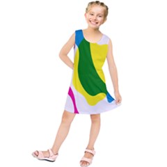 Anatomicalrainbow Wave Chevron Pink Blue Yellow Green Kids  Tunic Dress by Mariart