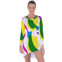 Anatomicalrainbow Wave Chevron Pink Blue Yellow Green Asymmetric Cut-out Shift Dress