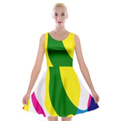 Anatomicalrainbow Wave Chevron Pink Blue Yellow Green Velvet Skater Dress by Mariart