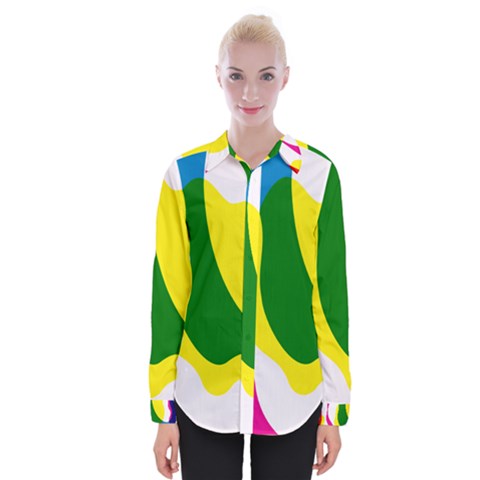 Anatomicalrainbow Wave Chevron Pink Blue Yellow Green Womens Long Sleeve Shirt by Mariart