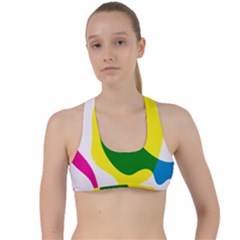 Anatomicalrainbow Wave Chevron Pink Blue Yellow Green Criss Cross Racerback Sports Bra by Mariart