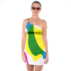 Anatomicalrainbow Wave Chevron Pink Blue Yellow Green One Soulder Bodycon Dress by Mariart