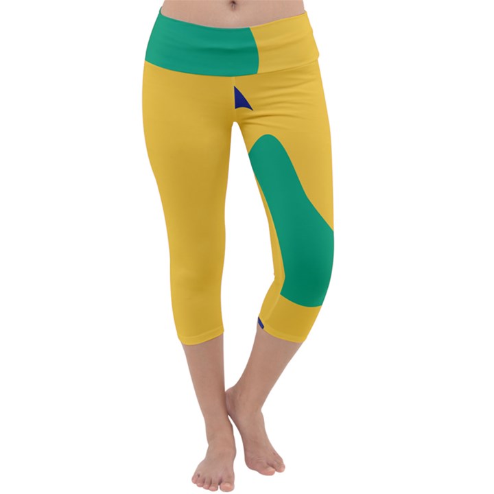 Yellow Green Blue Capri Yoga Leggings