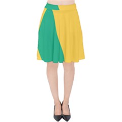 Yellow Green Blue Velvet High Waist Skirt