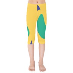 Yellow Green Blue Kids  Capri Leggings 