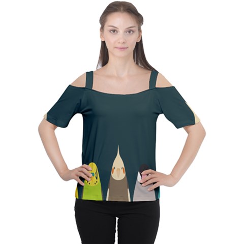 Animals Lovebird Walnut Peacock Parrots Birds Cutout Shoulder Tee by Mariart