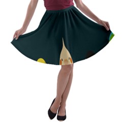 Animals Lovebird Walnut Peacock Parrots Birds A-line Skater Skirt by Mariart