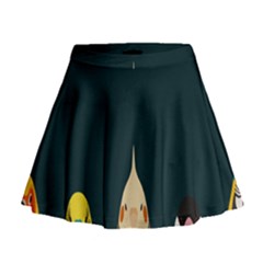 Animals Lovebird Walnut Peacock Parrots Birds Mini Flare Skirt by Mariart