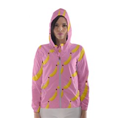 Banana Fruit Yellow Pink Hooded Wind Breaker (women) by Mariart