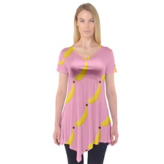 Banana Fruit Yellow Pink Short Sleeve Tunic 