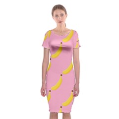 Banana Fruit Yellow Pink Classic Short Sleeve Midi Dress