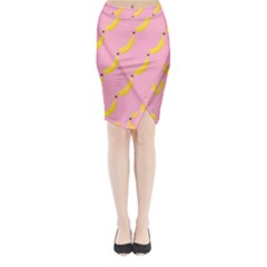 Banana Fruit Yellow Pink Midi Wrap Pencil Skirt by Mariart