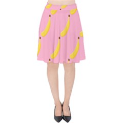 Banana Fruit Yellow Pink Velvet High Waist Skirt by Mariart