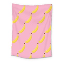 Banana Fruit Yellow Pink Medium Tapestry