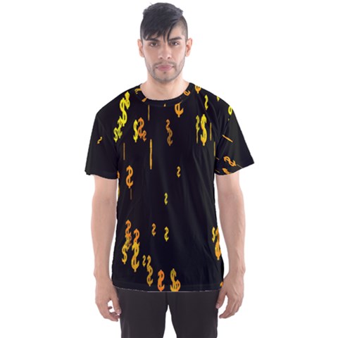 Animated Falling Spinning Shining 3d Golden Dollar Signs Against Transparent Men s Sports Mesh Tee by Mariart