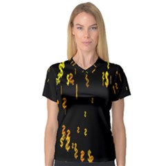 Animated Falling Spinning Shining 3d Golden Dollar Signs Against Transparent V-neck Sport Mesh Tee