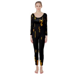 Animated Falling Spinning Shining 3d Golden Dollar Signs Against Transparent Long Sleeve Catsuit