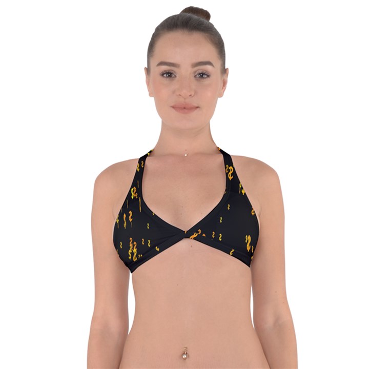 Animated Falling Spinning Shining 3d Golden Dollar Signs Against Transparent Halter Neck Bikini Top