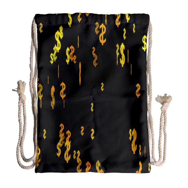 Animated Falling Spinning Shining 3d Golden Dollar Signs Against Transparent Drawstring Bag (Large)