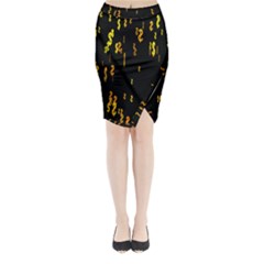 Animated Falling Spinning Shining 3d Golden Dollar Signs Against Transparent Midi Wrap Pencil Skirt by Mariart