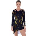 Animated Falling Spinning Shining 3d Golden Dollar Signs Against Transparent Asymmetric Cut-Out Shift Dress View1