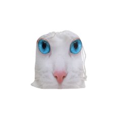 Beautiful White Face Cat Animals Blue Eye Drawstring Pouches (small) 