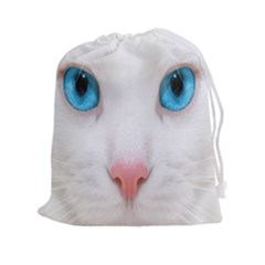 Beautiful White Face Cat Animals Blue Eye Drawstring Pouches (xxl) by Mariart