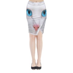 Beautiful White Face Cat Animals Blue Eye Midi Wrap Pencil Skirt by Mariart