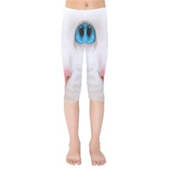 Beautiful White Face Cat Animals Blue Eye Kids  Capri Leggings 