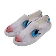 Beautiful White Face Cat Animals Blue Eye Women s Canvas Slip Ons