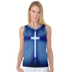 Blue Cross Christian Women s Basketball Tank Top by Mariart