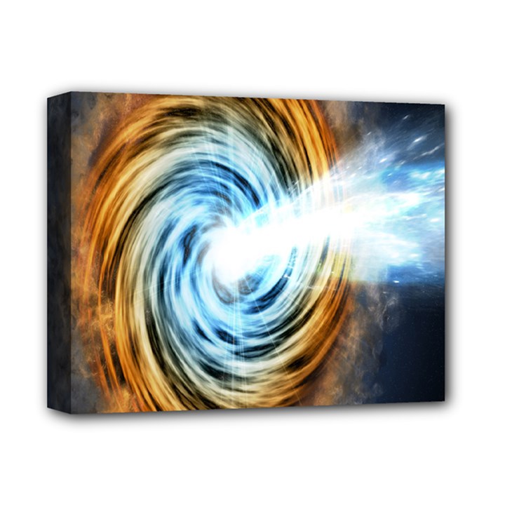 A Blazar Jet In The Middle Galaxy Appear Especially Bright Deluxe Canvas 14  x 11 