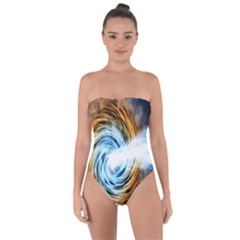 A Blazar Jet In The Middle Galaxy Appear Especially Bright Tie Back One Piece Swimsuit by Mariart