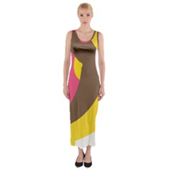 Breast Pink Brown Yellow White Rainbow Fitted Maxi Dress