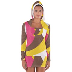 Breast Pink Brown Yellow White Rainbow Long Sleeve Hooded T-shirt