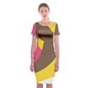 Breast Pink Brown Yellow White Rainbow Classic Short Sleeve Midi Dress View1