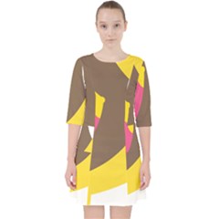 Breast Pink Brown Yellow White Rainbow Pocket Dress