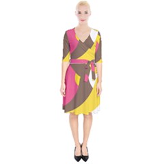 Breast Pink Brown Yellow White Rainbow Wrap Up Cocktail Dress