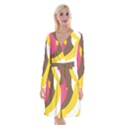 Breast Pink Brown Yellow White Rainbow Long Sleeve Velvet Front Wrap Dress View1