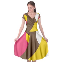 Breast Pink Brown Yellow White Rainbow Cap Sleeve Wrap Front Dress by Mariart